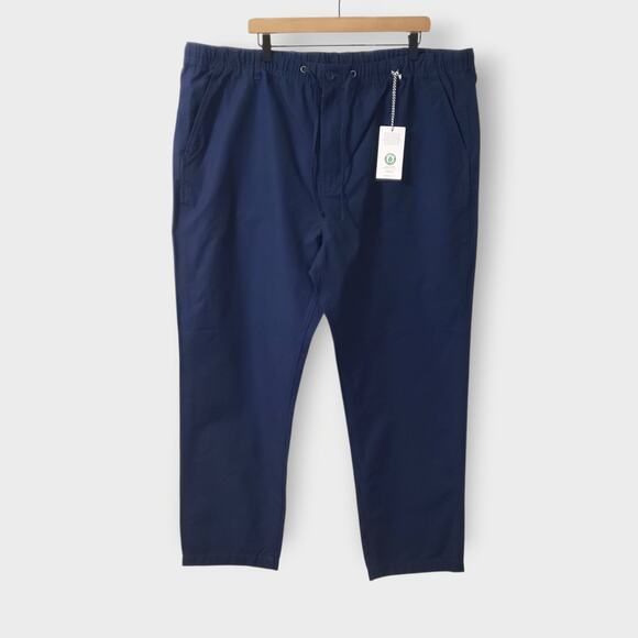 NWT Peter Christian Navy Blue Drawstring Waist Ripstop Pant Organic Cotton 46x30 - Picture 1 of 14